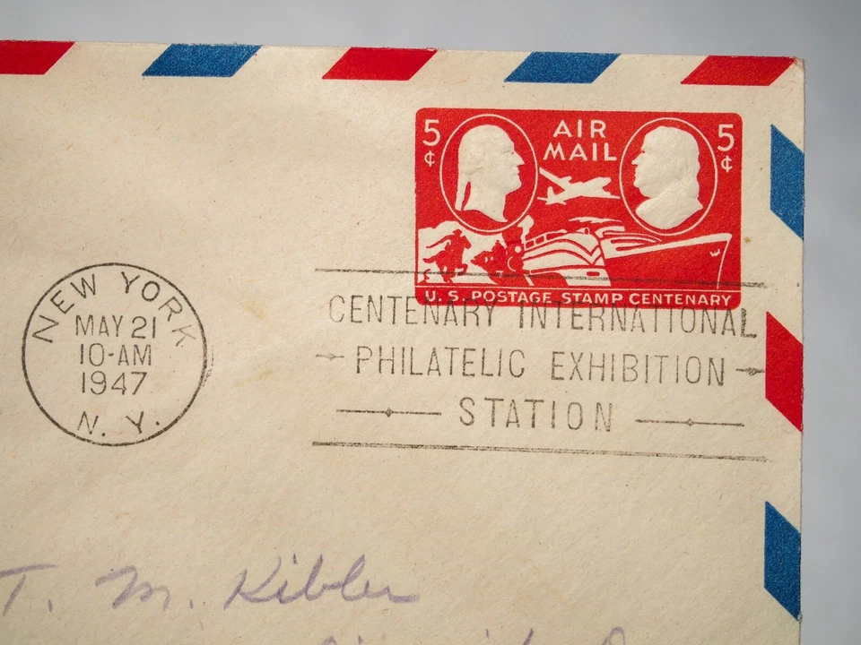 1947 prepaid 5 cent Washington Franklin embossed envelope first day cover CIPEX - Image 2 of 4