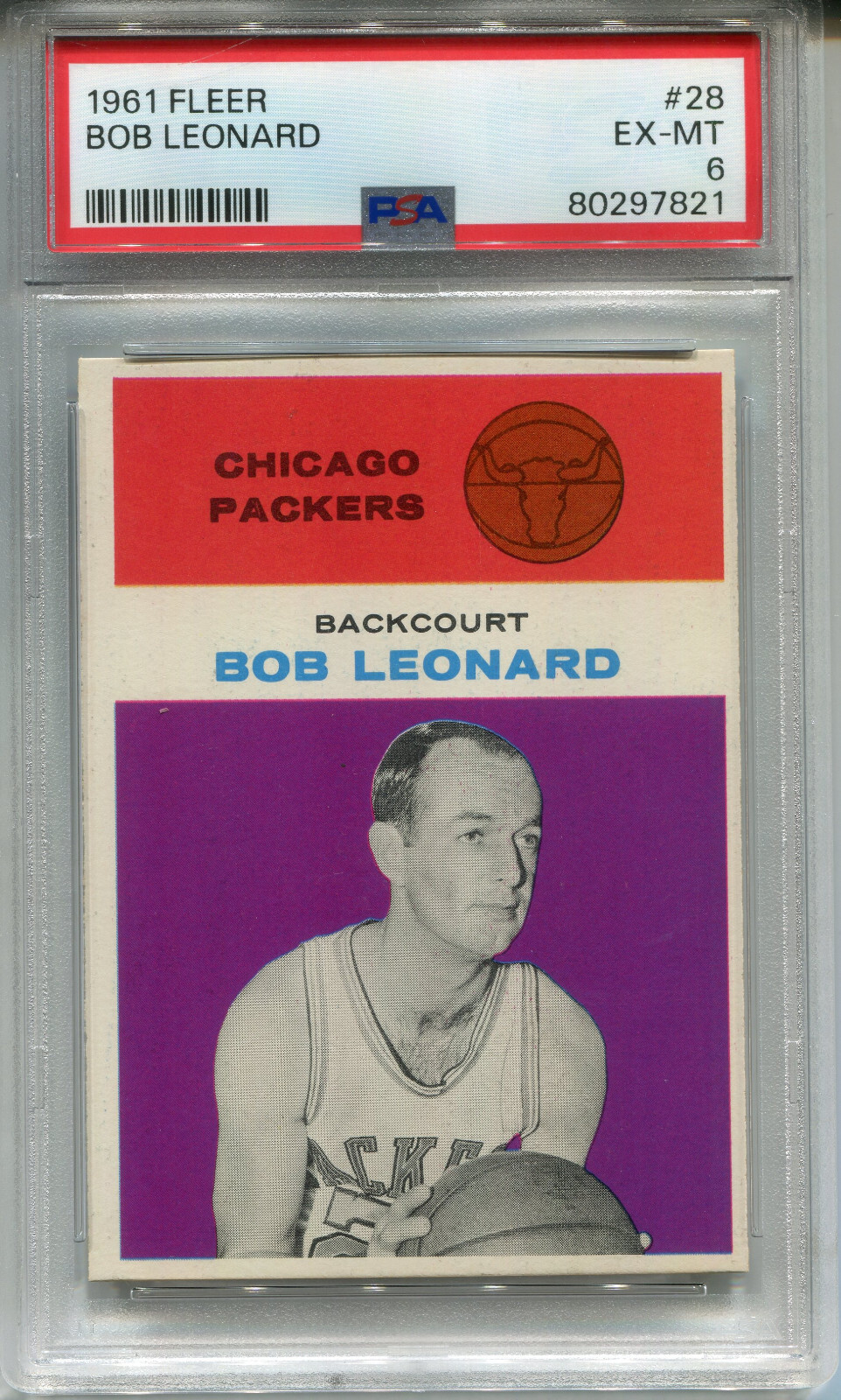1961 Fleer #28 Bob Leonard PSA 6 EX-MT Chicago Packers