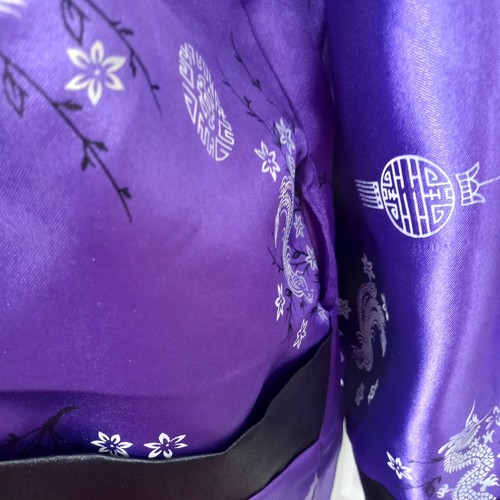 Chinese Theme Dragon Silky Style 4 Pockets Dressing Gown Reversible Medium NOTE - Picture 13 of 14