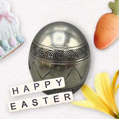 Vagabond House 95 Pewter Hatched Egg Trinket Box Treasure Container 3''