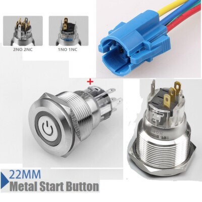 22mm RGB Tri-color Ring+Power symbol LED illuminated IP67 Stainless steel switch