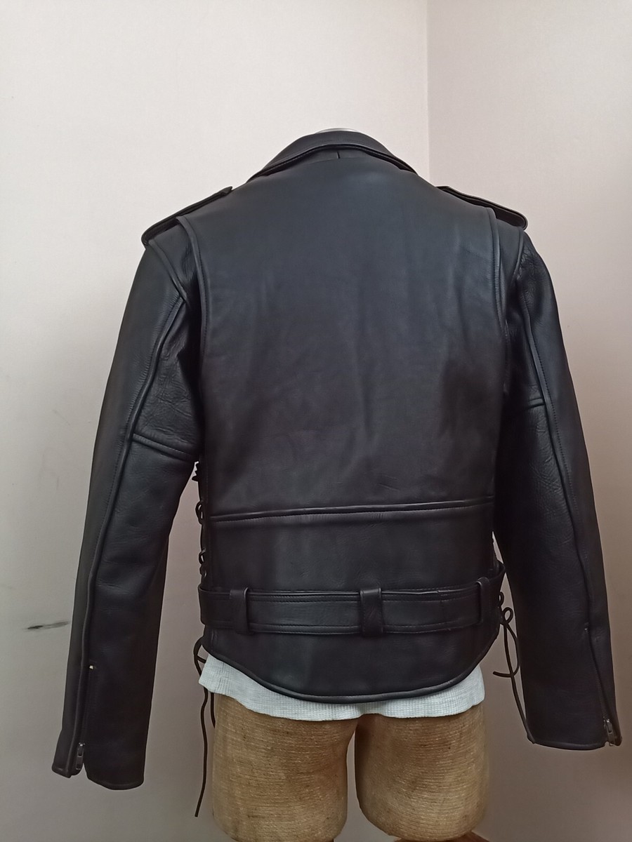 Super Heavy Leather Motorcycle Jacket 44 | eBay
