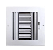 HBW Four-Way Plastic Side Wall/Ceiling Register in White 6" w X 6" h for Duct Op