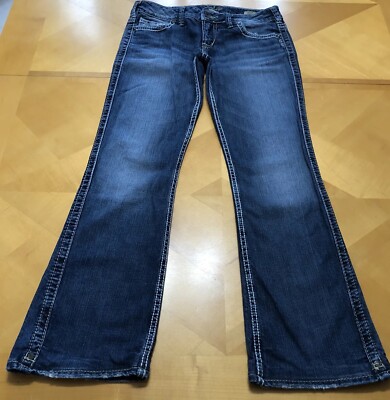 Silver Jeans Women Frances 18” Bootcut Cotton Blend Med Wash Jeans, W28/L31 