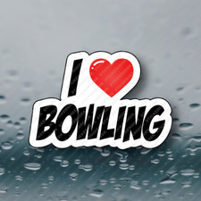 I LOVE HEART BOWLING Laptop Tablet Notebook Tumbler Water Bottle Sticker