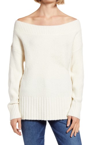 chelsea28 ribbed off the shoulder sweater