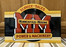 Minneapolis Moline Power Machinery Sign Service Sales Farm Vintage Style Decor