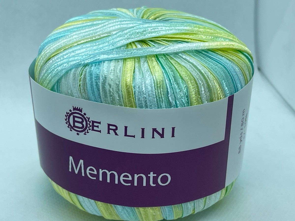 Memento - Berlini Ribbon Yarn #69 New Jade - Mint Chartreuse White