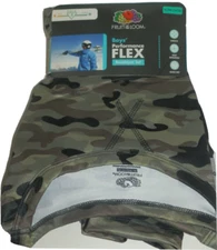New Boys XL 14-16 Base Layer Set Fruit of the Loom Camo Top Black Pants