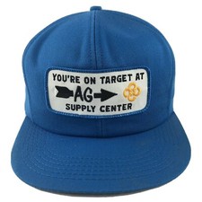 On Target Ag Supply Center Patch SnapBack Trucker Hat Cap K Brand USA Blue Vtg