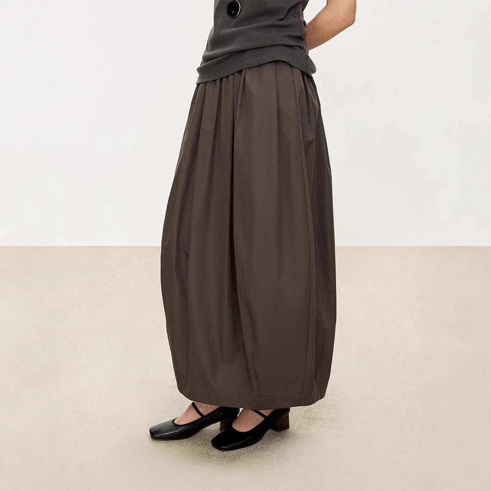 Женская весенняя хлопковая простая плиссированная длинная повседневная модная юбка THE ROW - Изображение 4 из 4