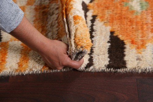Geometric Moroccan Oriental Runner Rug Hand-knotted Wool 3x13 ft Hallway Carpet - Picture 12 of 12