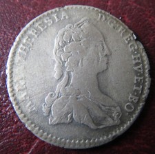 6 Kreuzer Österreich 1744, Maria Theresia, Silber, Erhaltung siehe Fotos