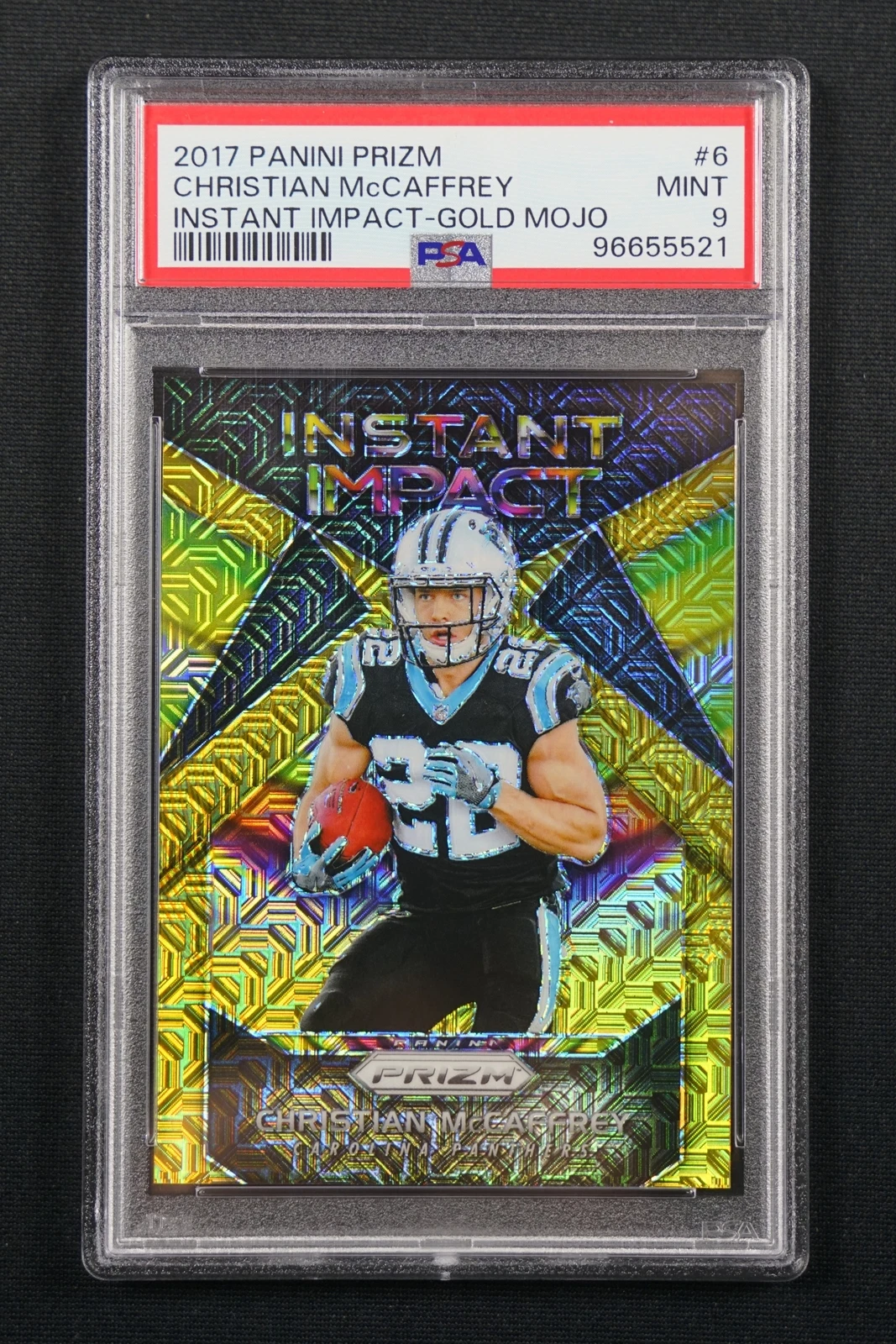 Christian McCaffrey Panini Prizm Instant Impact #6 Gold Mojo