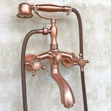 Antique Copper Wall Mount Bathtub Faucet with Hand Spray Shower Mixer Tap 2tf801