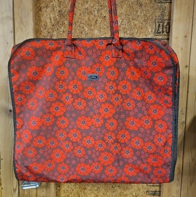 Hadaki New Orleans  Red Floral Turquoise Lined Folding Garment Travel Bag New