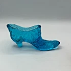 Vintage Fenton Blue Daisy & Button Glass Boot Slipper