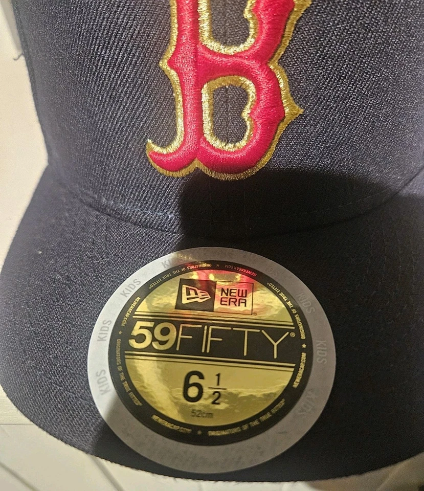 New Kids 6 1/2 2018 59/50 Fitted Hat Cap World Series Boston Red Sox Gold ed MLB - Image 2 of 4