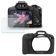 Tempered Glass Screen Protector 2 1 Pack for Canon EOS R100 Soft Silicone Ca