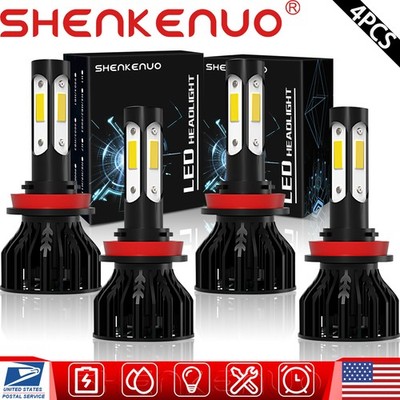 For Chrysler Town&Country 2010 H11+H11 LED Headlight Bulbs High Low Beam 6000K