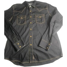 Wrangler Retro Premium Black Western Snap Shirt Men  s Large Cowboy Pearl