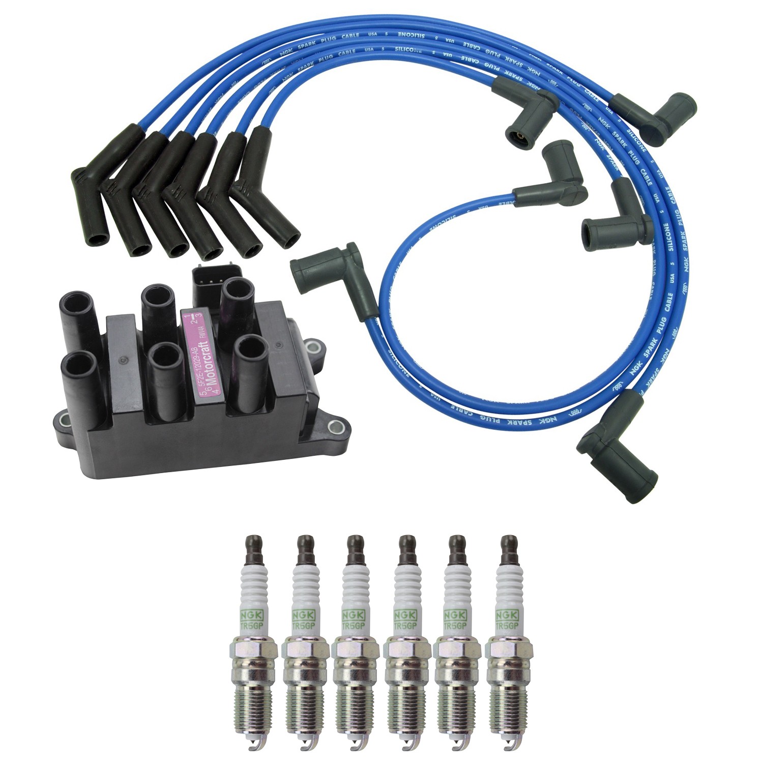 Hitachi Ignition Coil NGK 6 G-Power Spark Plugs  Wire Set Kit for Sable Taurus