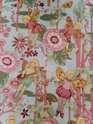 Alexander Henry Fabric Fairies Of Goldenwood Blue 2000 Flower Fairies 1 Yard