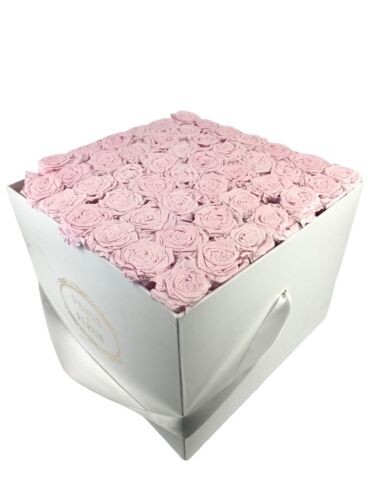 Venus Et Fleur 48 Blush Pink Eternity Roses Large Square White Classic Box - Bild 11 von 12