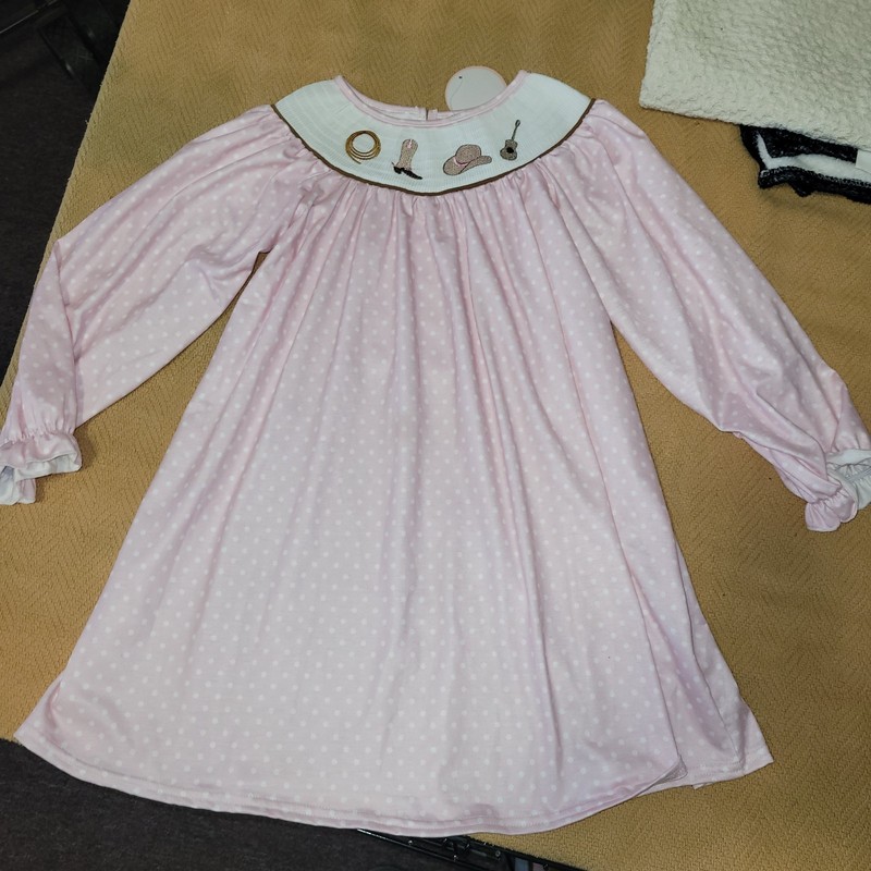 Pink Smocked Cowgirl Dress, Size 6, NWTs