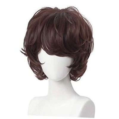 Alacos Short Wig for Men Tubbo Curly Wig Cosplay + Wig Cap Short Curly Brown