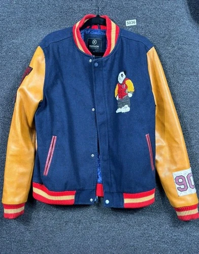 Hudson Outerwear Jacket Mens Medium Navy Varsity Letterman Chenille 1990 Panda - product listing photo