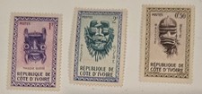 Ivory Coast 3 Postage Stamps African Masks Bete Guere Mask Set of 3 Philately
