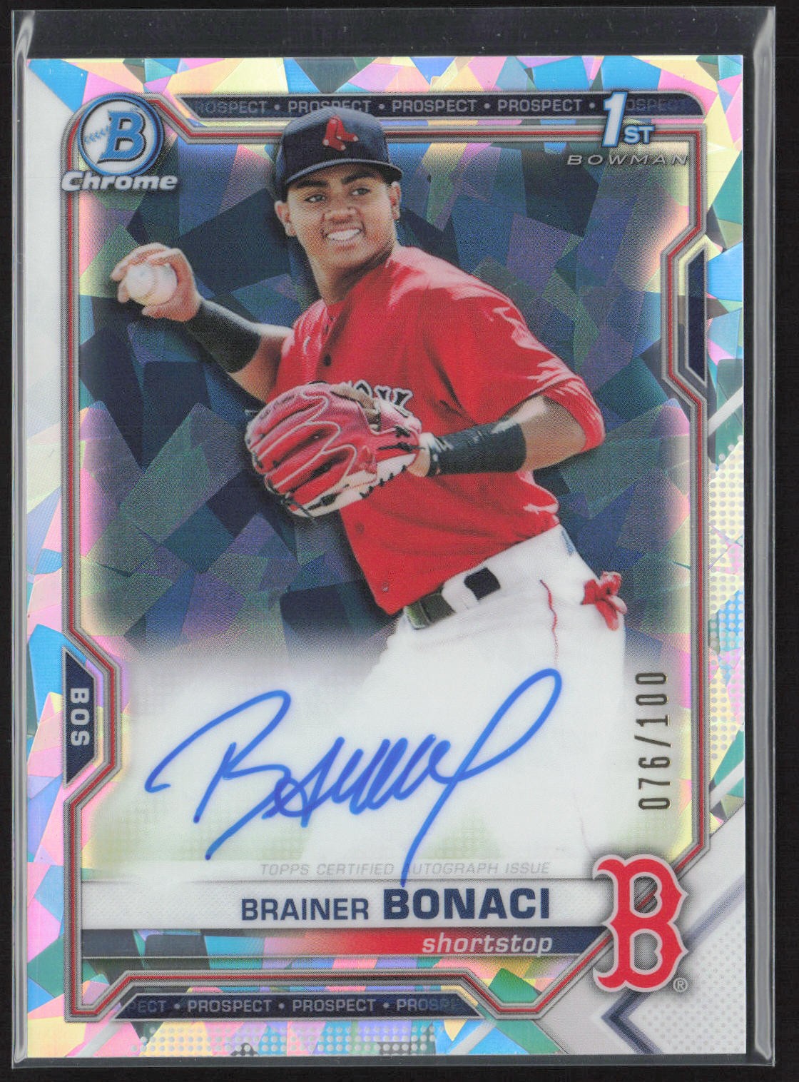 2021 Bowman #CPA-BB Brainer Bonaci Chrome Prospect Auto Atomic Refractor #/100