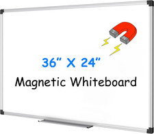 Magnetic Whiteboard 36 X 24 Inch, Hanging Dry Erase Board with Aluminium Frame