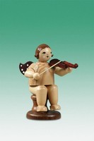 Holzengel Musikengel Engel Sitzend Mit Geige Ohne Krone / Natur HöHe 6,5 Cm NEU