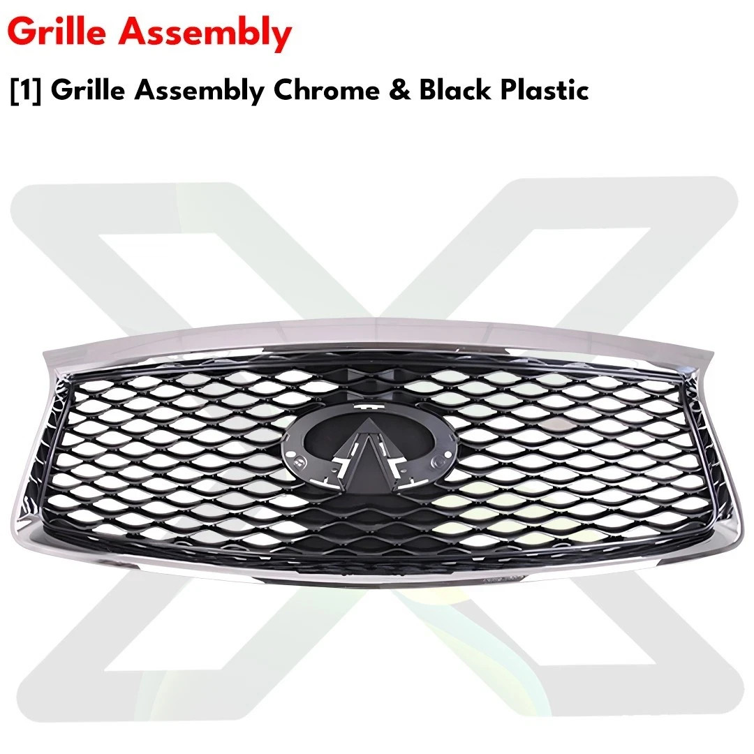 Front Bumper Cover Primed Plastic & Grille Assembly For 2016-2020 Infiniti QX60 thumbnail 4