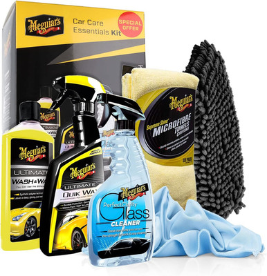 Autopflege Bundle - Meguiars Car Care Essentials Kit + Detailmate Mikrofaser Gla