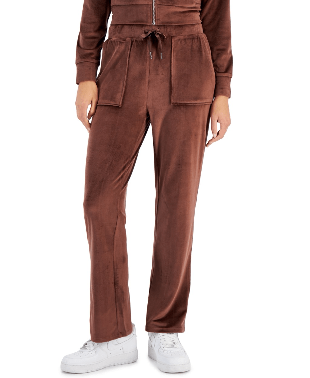 Crave Fame Juniors Velour Flare Pull-On Pants Brunette Small