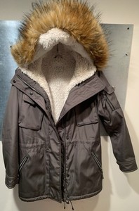 X SMALL S13 New York Expedition Parka Sherpa Lined Olive Faux Fur Hood Anorak