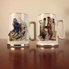 Vtg 1985 Norman Rockwell Coffee Mug Set of 2