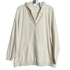 Aerie Womens M Natural Snowed In Fleece Hoodie Oversized Relaxed Lounge Boho