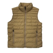 Polo Ralph Lauren Kids Tan Quilted Puffer Vest Size L 14-16 Khaki Full Zip Pony