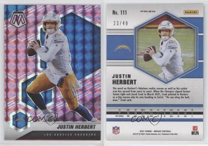 2021 Panini Mosaic Purple Mosaic Prizm /49 Justin Herbert #111