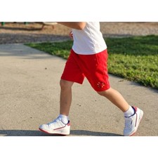 Adidas Originals Boys Red Trefoil Circle Logo Sweat Shorts Size Large 13-14Y
