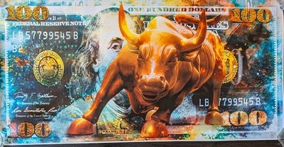 LEINWAND BILD ABSTRAKT BULLE STIER BÖRSE WALL STREET WAND POSTER ohne Rahmen