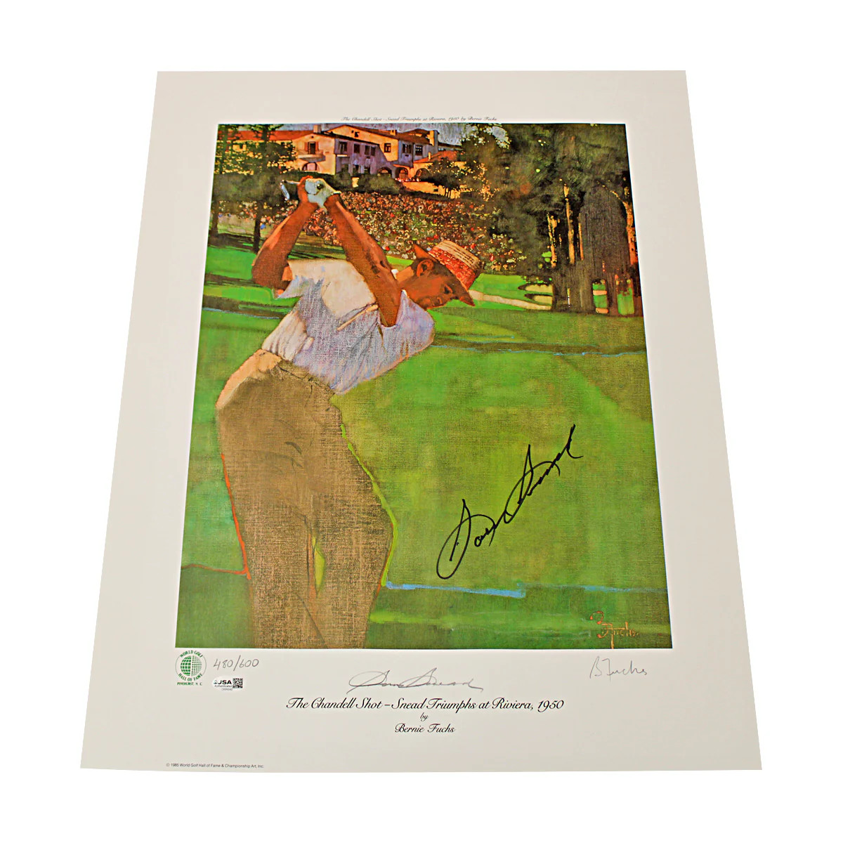 Sam Snead Golfer Autographed Bernie Fuchs 19x24 Lithograph LE 480