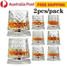 2pcs Rotating Whiskey Glass, 360� Kinetic Crystal Whiskey Tumbler, Spinning Mugs