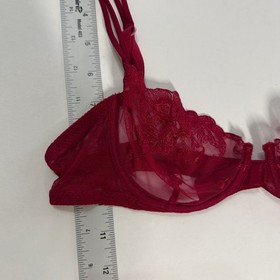 Malizia by La Perla Bra 34B Vintage Red Lace Underwire Semi Sheer Floral