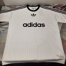 NEW Adidas Trefoil Mens Size Large Striped Dazzle Soccer Style T Shirt Tee Poly