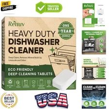 Heavy Duty Dishwasher Cleaner and Deodorizer Tablets, Descaler, Deep Cleaning...